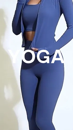 Abbigliamento da yoga personalizzato a vita alta Pantaloni tascabili di vendita calda Servizio OEM Giacca da palestra da donna Abbigliamento sportivo senza cuciture