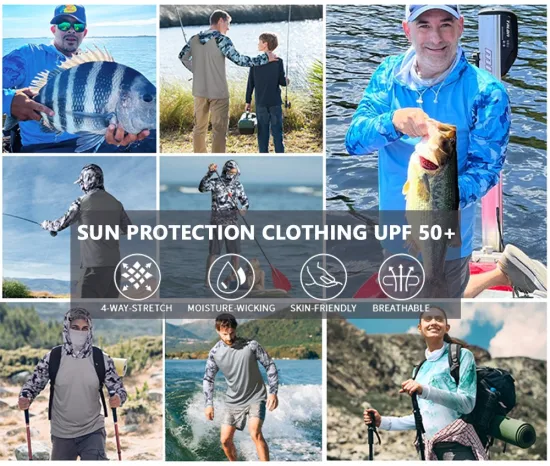Design personalizzato Protezione solare Maniche lunghe Maglia Poliestere Allenamento sportivo Attrezzatura da escursionismo Abbigliamento da pesca